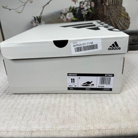 Adidas Mehana Black & White Mens Sandals Size 11 Comfort Stretch Straps - Picture 7 of 7